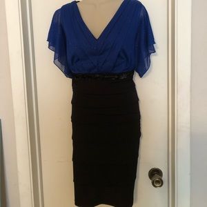 Blue and black bandage cocktail dress
